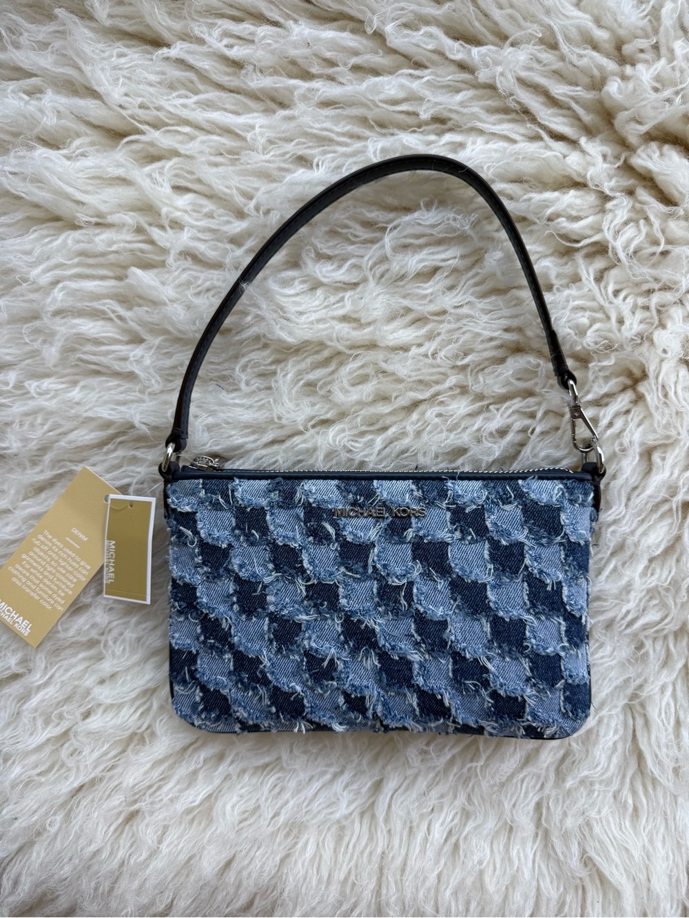 Michael Kors Two-Tone Denim Mini Wristlet in Dark Blue and Light Blue